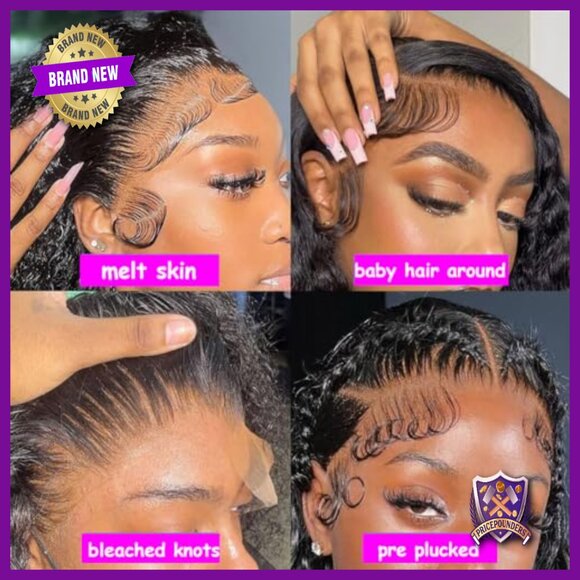 30 Inch Deep Wave Lace Front Wig Human Hair 200 Density Glueless display picture 2